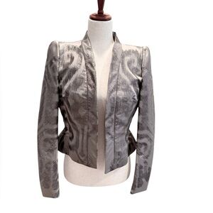 ESCADA Designer Steel Color Design Jacket Blazer‎ Polyester Silk Size 36